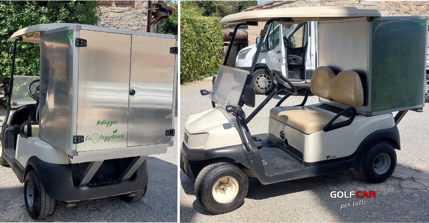 Golf car elettrica allestita come portavivande