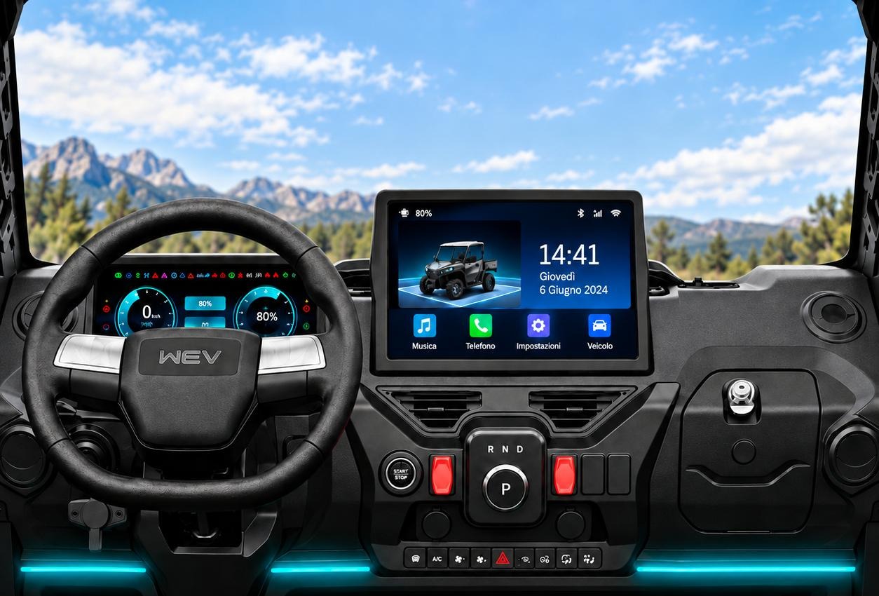 Cruscotto del WEV S-80 con display centrale da 13 pollici e strumentazione digitale